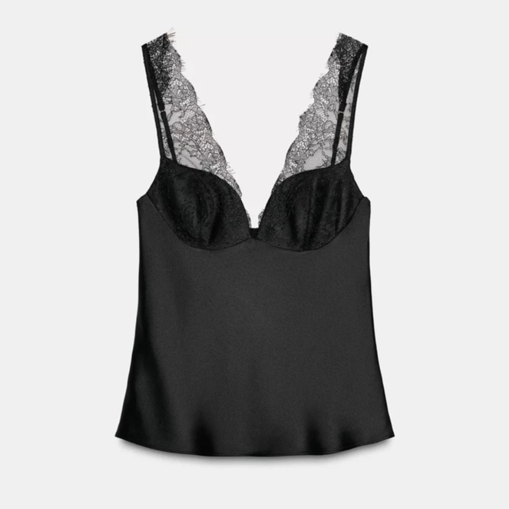NWT Zara satin lace top